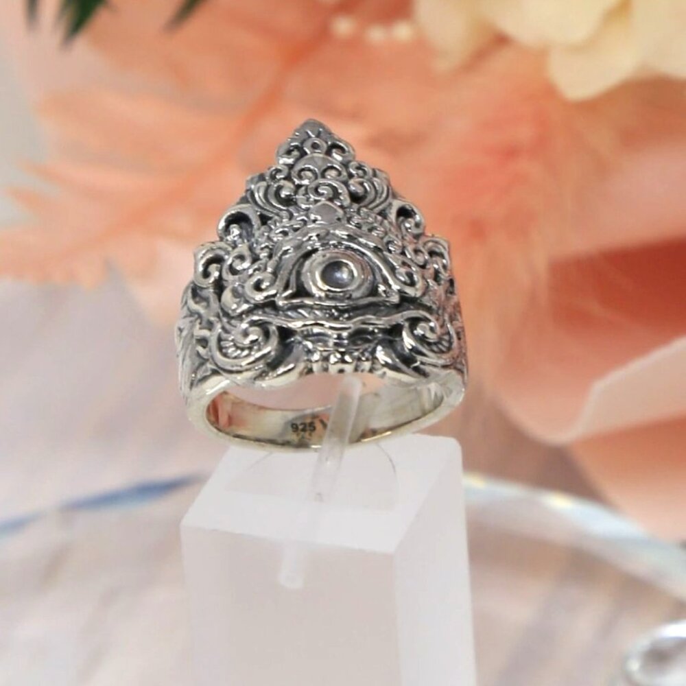 Bali Legacy ✦ Sterling Silver Scrollwork Ring ✦ 17.35g Ethnic Statement Size 8 - Picture 6 of 9